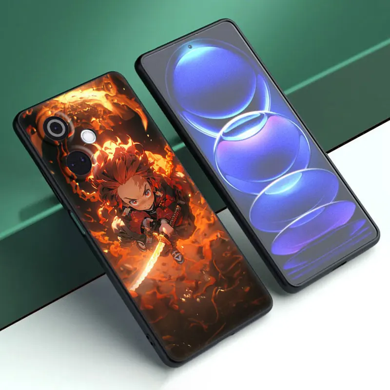 غطاء كرتون أنيمي لـ OnePlus ، Tanjiro Kamado ، جراب هاتف أسود ، مناسب لـ Nord CE3 Lite 3 ، 12 ، 11 ، 2T ، N30 ، CE2 ، N300 ، N200 ، 10 ، 9RT ، الآس ، 2V برو ، 5G