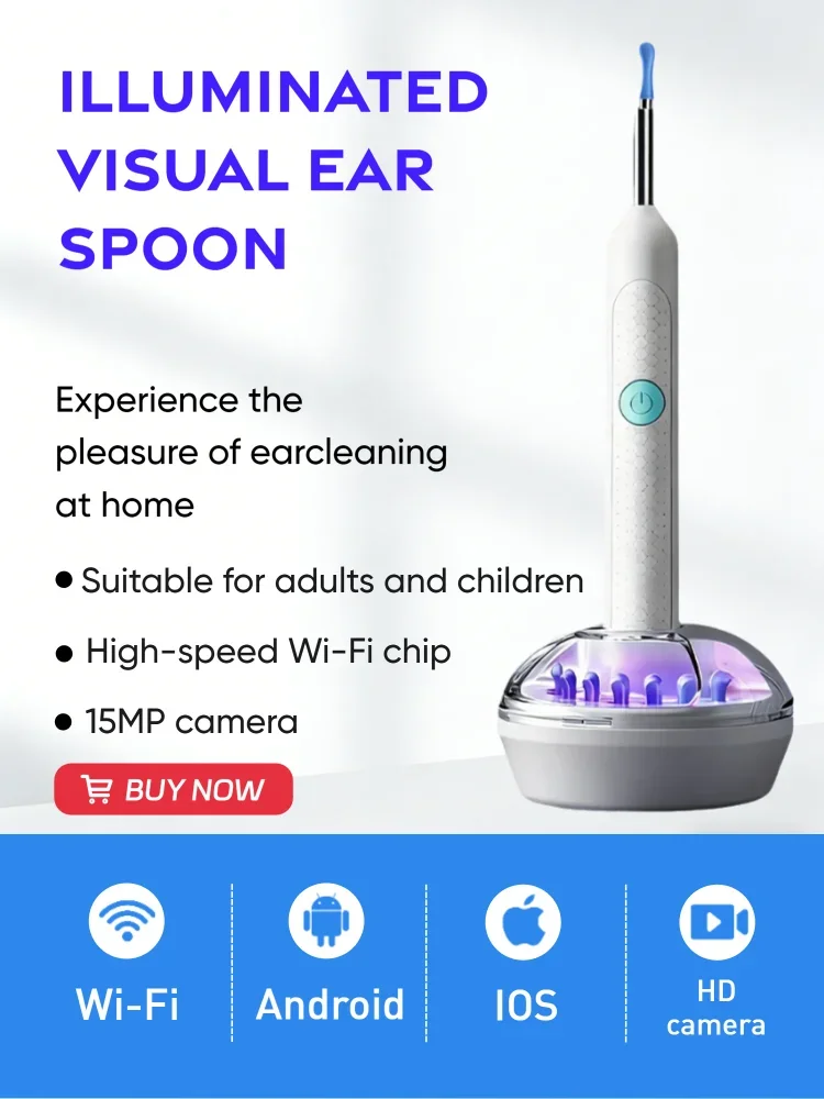

Новинка 2026: Усовершенствованный визуальный очиститель ушной серы с камерой, безопасный эндоскоп для удаления ушной серы с камерой 15 МП, инструменты для чистки ушей, уход за ушами