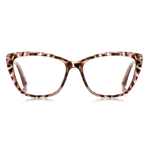 Imagen 2 del producto Kachawoo gafas de protección contra luz azul para mujer metal TR90 gafas de ojo de gato para mujer montura femenina moda estilo europeo patrón marrón