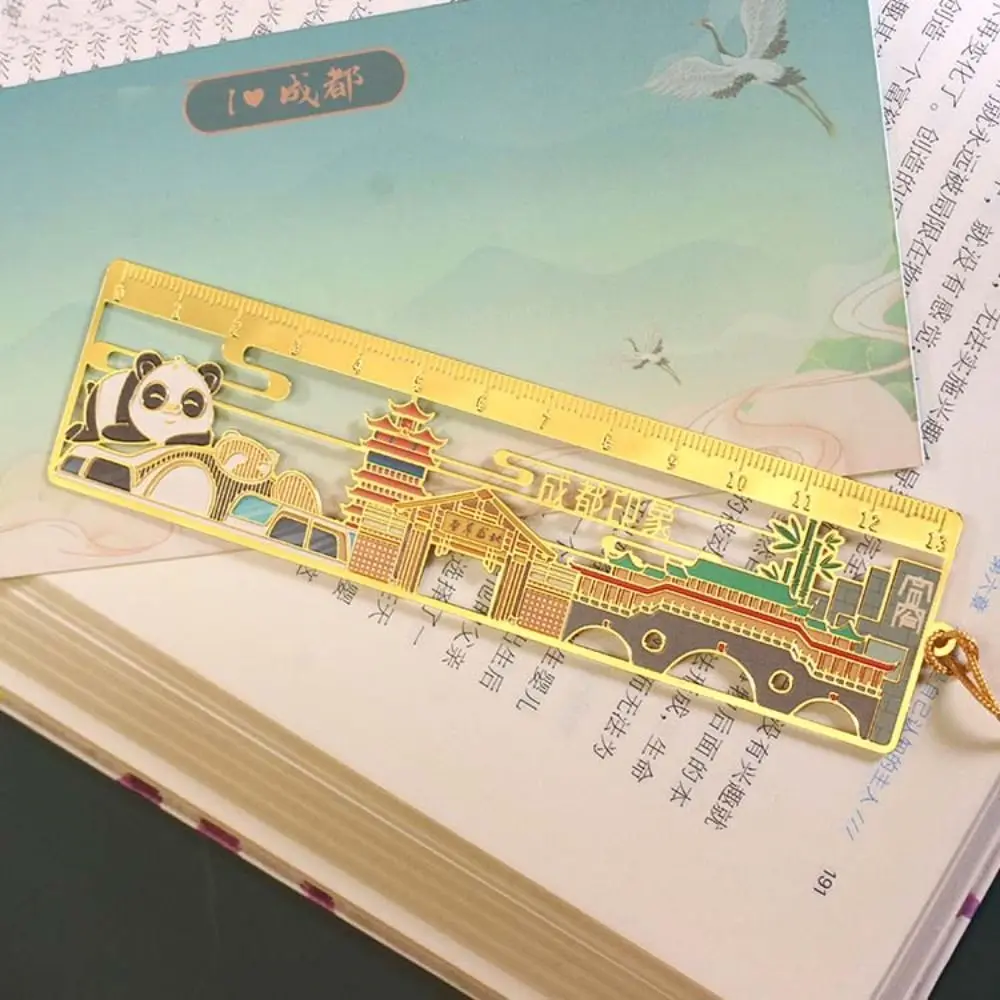 Retro Tassel Chinese Style Bookmark Floral Panda Ruler Bookmarks Ethnic Style Book Holder Metal Hollow Bookmarks Student Gifts