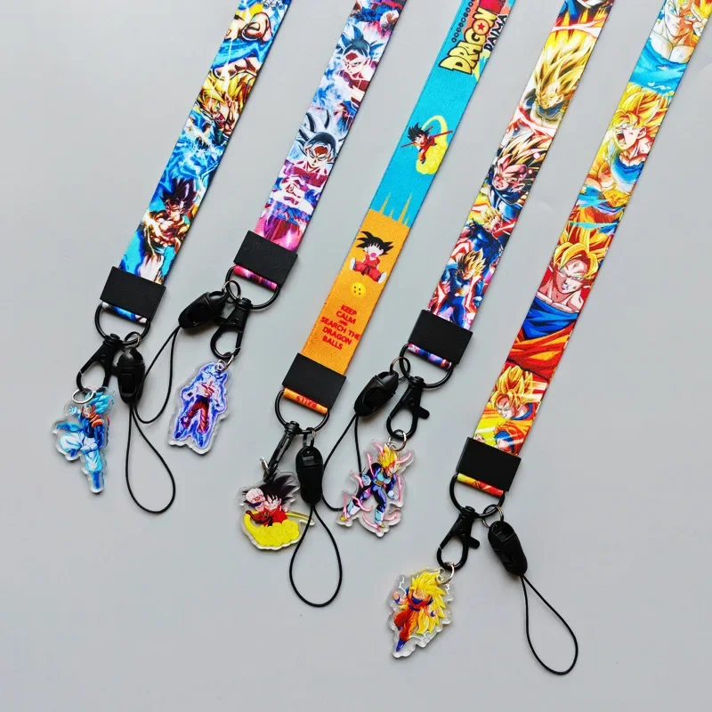 Dragon Ball Neck Strap Keychain for ID Keys Action Figure Toys Collection Gifts Kids Phone Lanyard Key Chain Child Birthday Gift