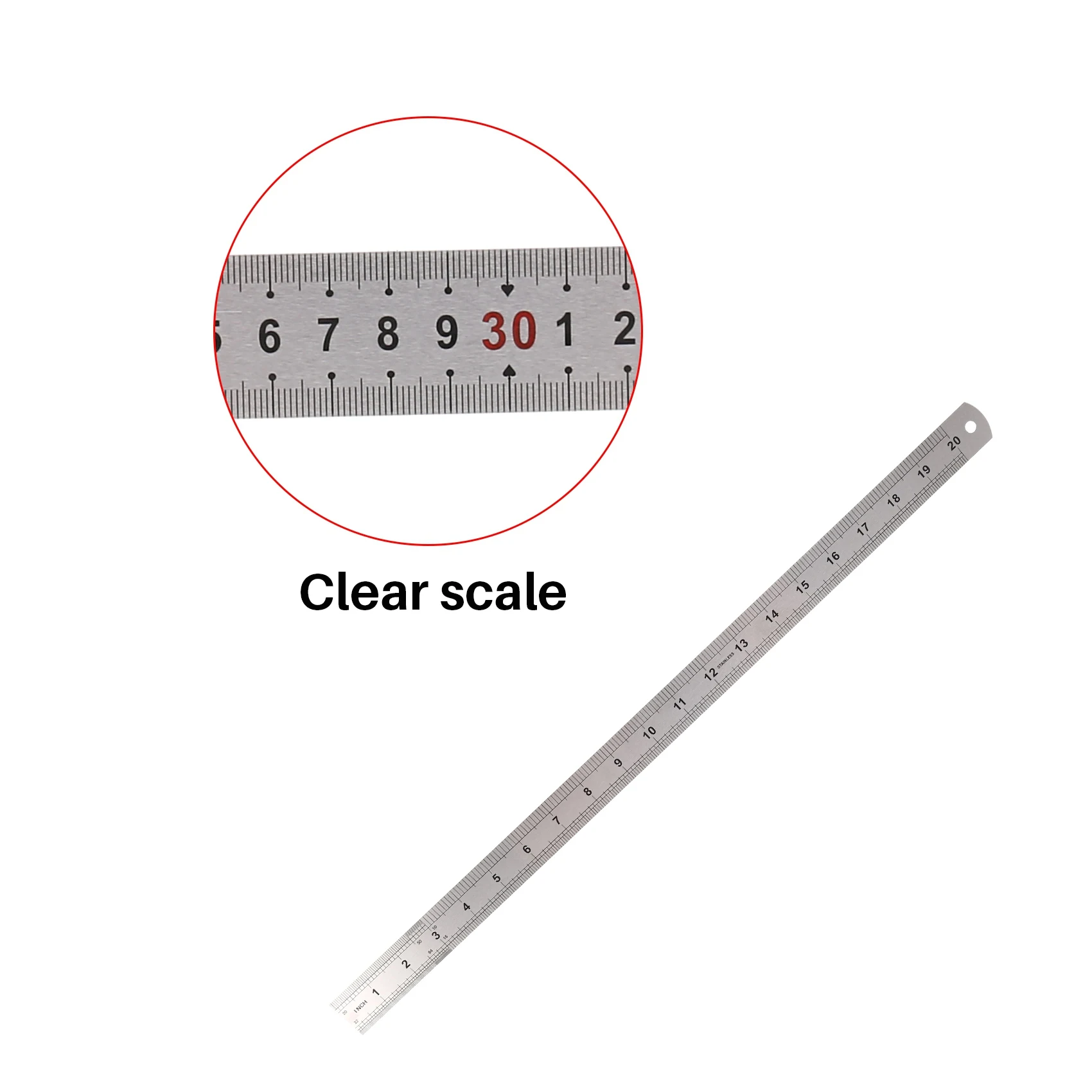 Leading-Double Side Scale Stainless Steel Straight Ruler Measuring Tool 50Cm