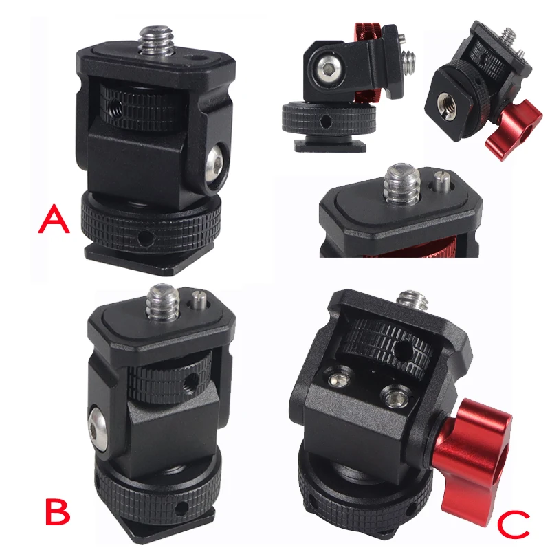 Monitor Holder EVF Mount Swivel Tilt Cold Shoe 1/4 Screw ARRI Locating Pin 3/8 Hole for Mic Flash Light Bracket for Gopro 13 12