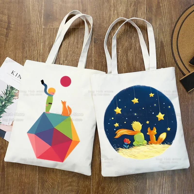 Cartoon Earth Space Little Prince Shopper Bags Shopping Bag Tote Bag borsa a tracolla borse di tela borsa College di grande capacità