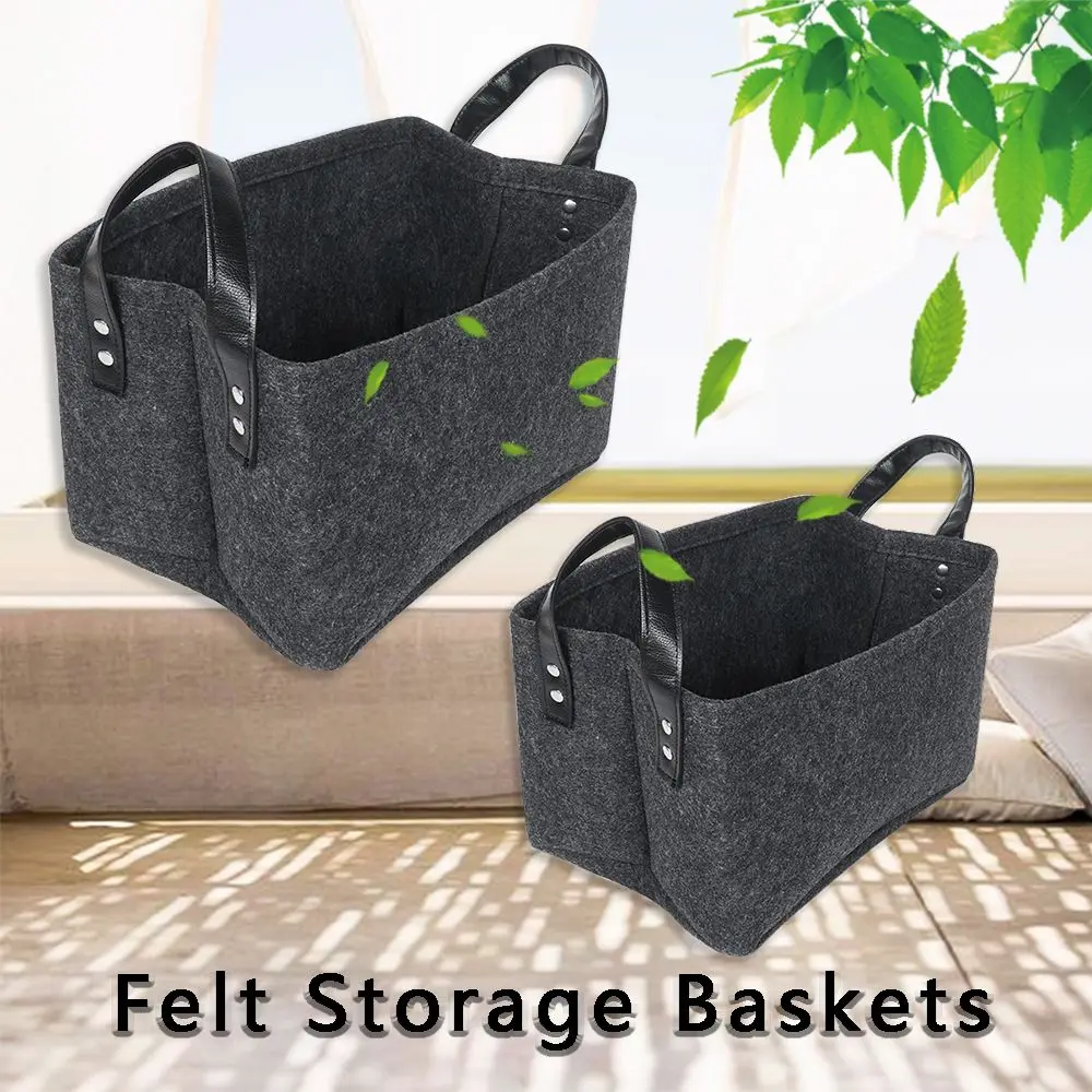 Felt Storage Baskets Toy Book Foldable Laundry Basket Dirty Clothes Hamper Toys Holder Clothes Storage Bag Home