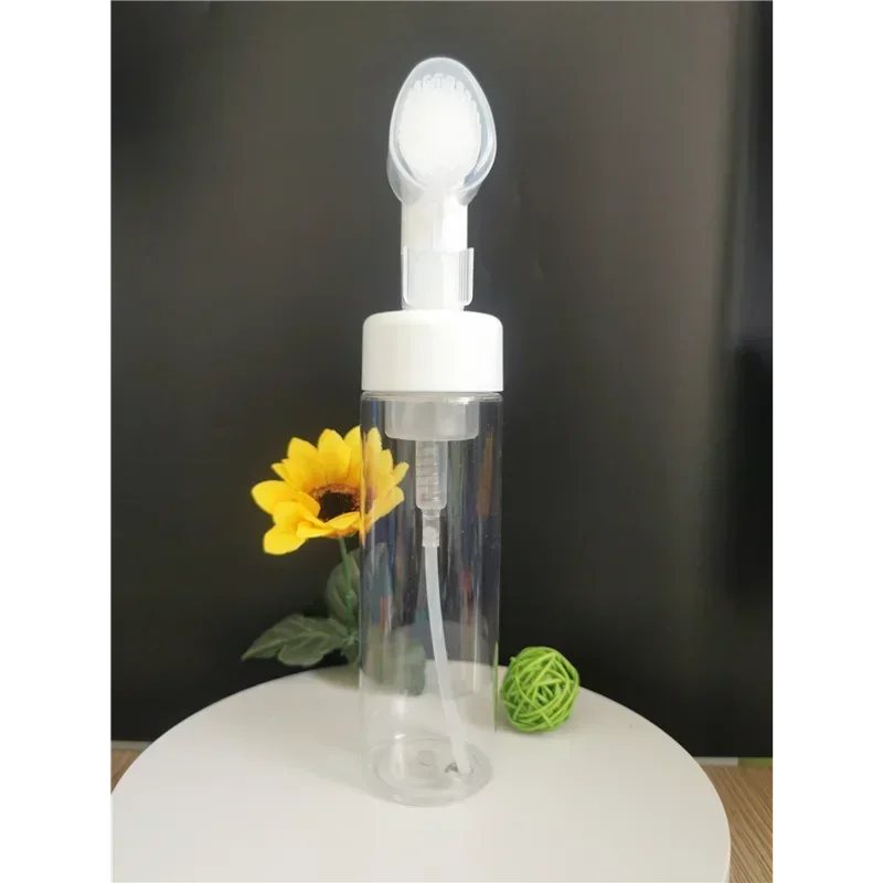 200ml โฟมขวดทําความสะอาดมูสสัตว์เลี้ยงนุ่มกดซิลิโคนหัวแปรงนวด Facial Cleanser Foaming เครื่องสําอางพลาสติกที่ว่างเปล่า