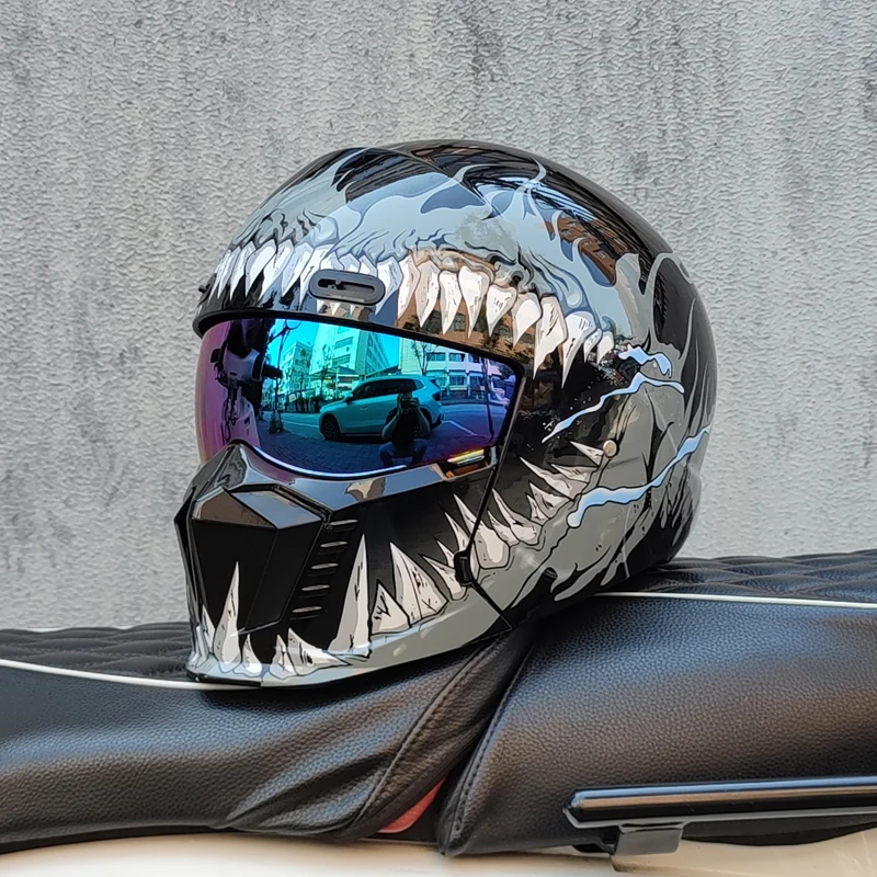 

Scorpion Retro Motorcycle Cascos Moto Locomotive Personality Multi-purpose Combination Half Helmets Winter Motocross Helmet35
