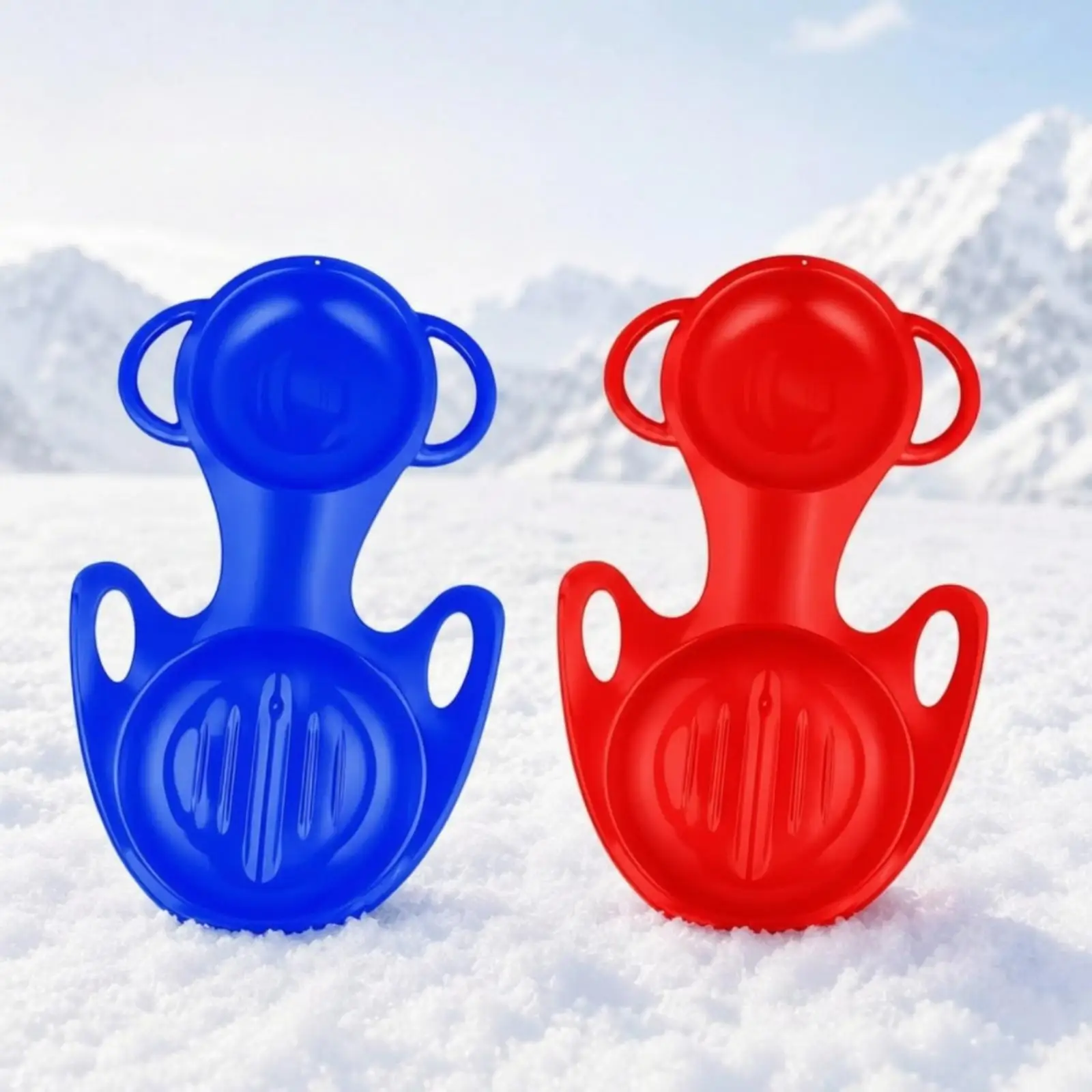 Two-Person Snow Sled Lightweight Sled with Handles Molded for Sledding, Families