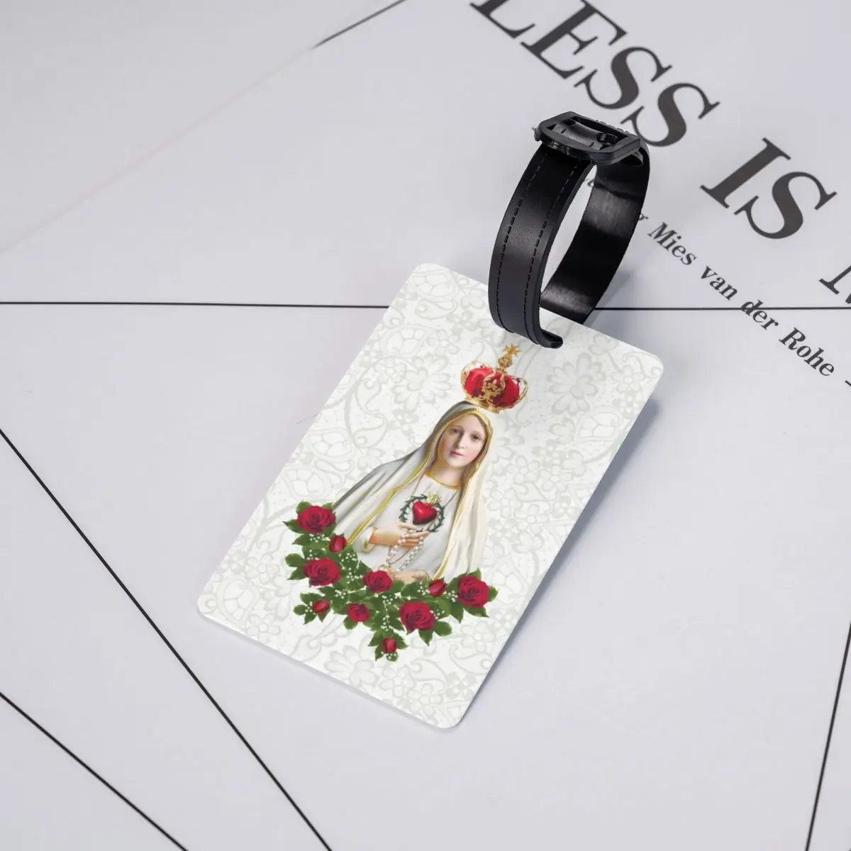 Our Lady Of Fatima Virgin Mary Luggage Tag for Travel Suitcase Portugal Rosary Catholic Privacy Cover Name ID Card