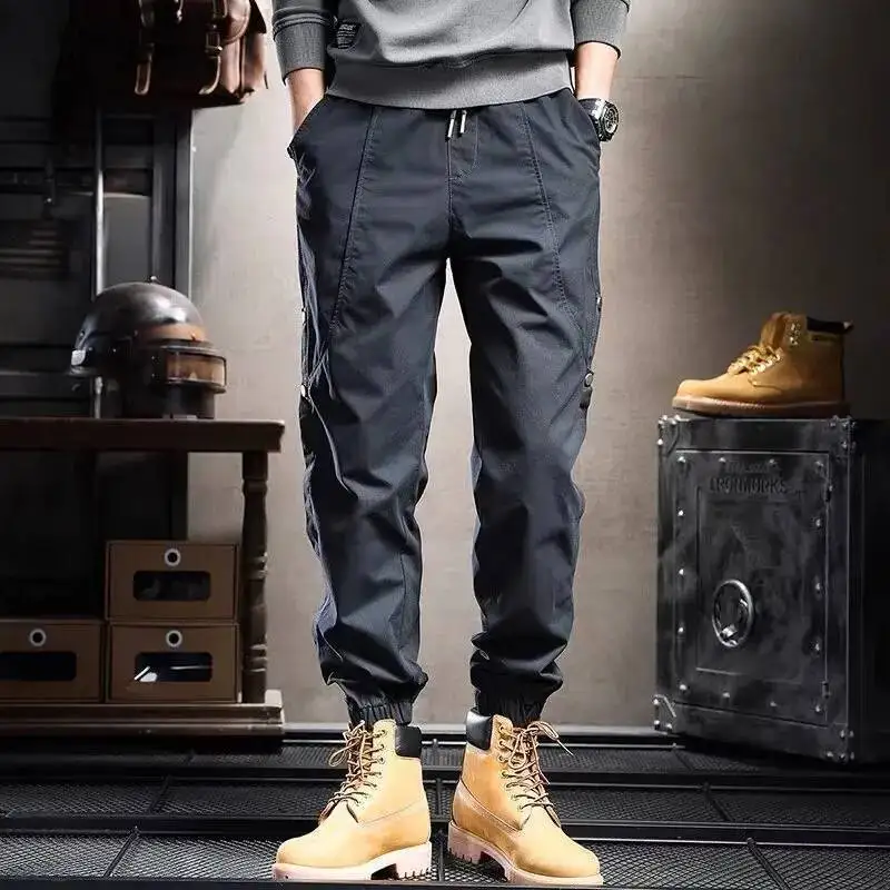 

Весенне-осенние мужские тактические брюки-карго, уличная одежда, модные мужские эластичные карманы на талии, новые спортивные повседневные широкие брюки на открытом воздухе
