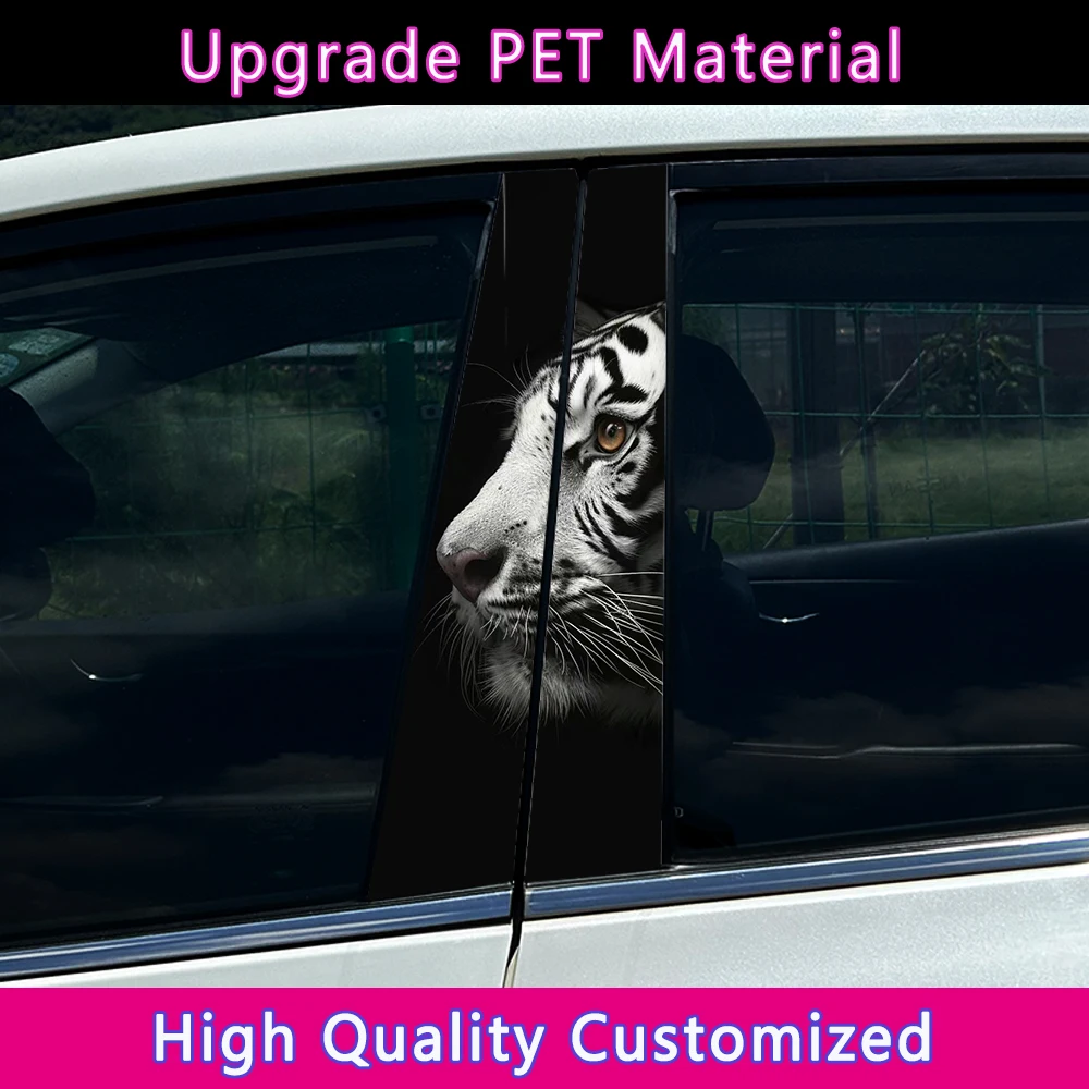 

TIGER HEAD Car B-pillar Waterproof PET Decal Stickers Auto Center Pillar Sticker Cover Scratches Vehicle Decor Accessories