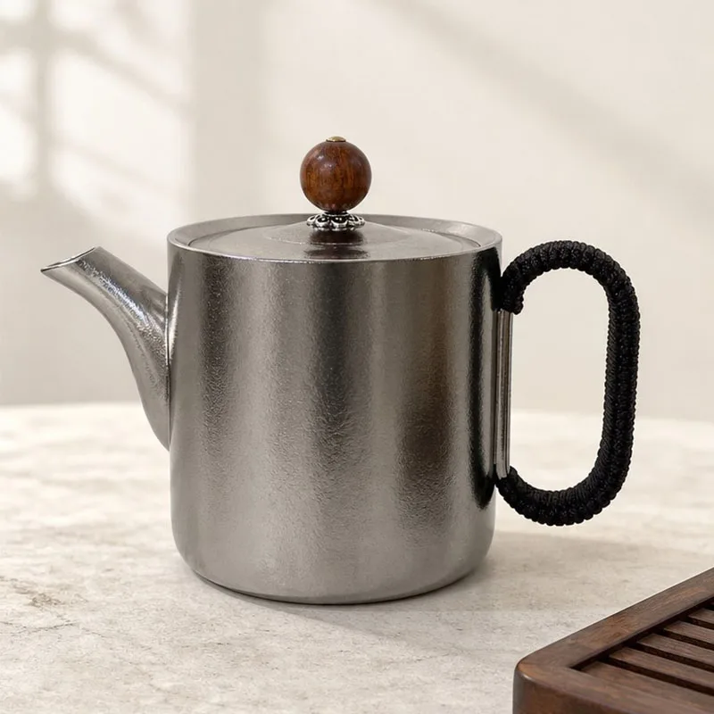 220ml Pure Titanium Teapot with a heat-resistant handle and Lightweight Antibacterial features for House Use,Travel,Camping,Gift