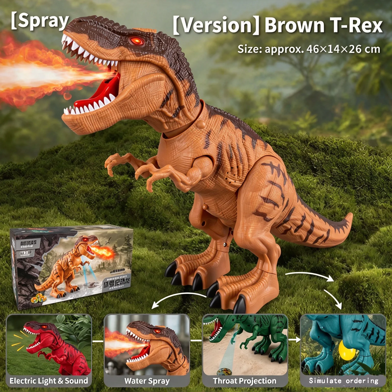 Electric Toy Large Size Walking Spray Lay Eggs Dinosaur Robot for Kids With Light Sound Mechanical Dinosaurs Model Toys