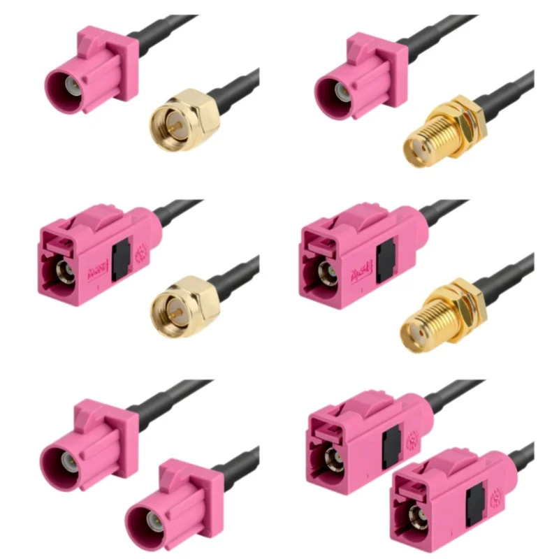 Pink Fakra-H Male plug to SMA Female jack connector GPS antenna fakra extended RG174 cable