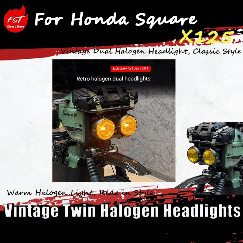 For the SquareX125, the retro halogen double large lamp assembly with circular front headlights accessories