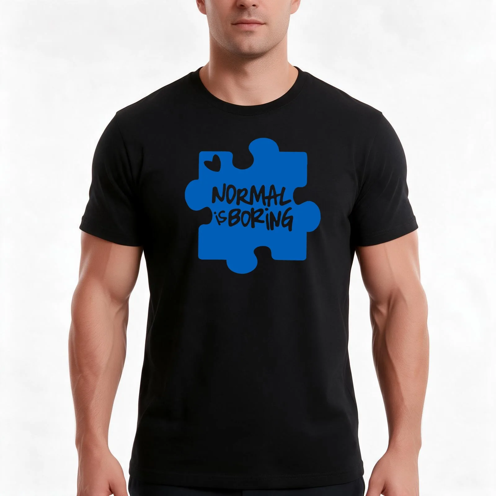 Normal Is Boring, Autism Awareness T-Shirt, Summer Casual Cotton Tee, Oversized Streetwear Tops, Vintage Graphic Print