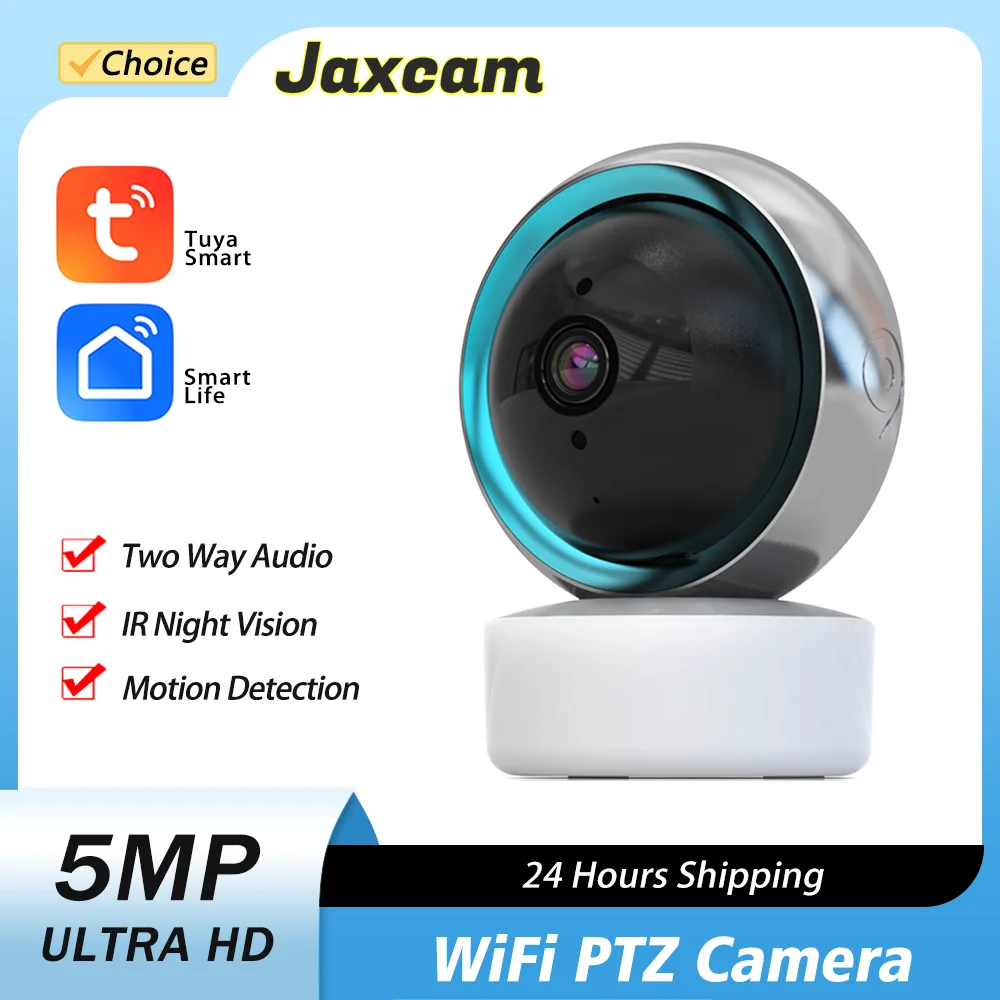 

5MP WIfi TUYA Smart IR Night Vision Wireless Wifi Camera Smart Security Camera 360° Wifi IP PTZ Light Camera Indoor Home Monitor