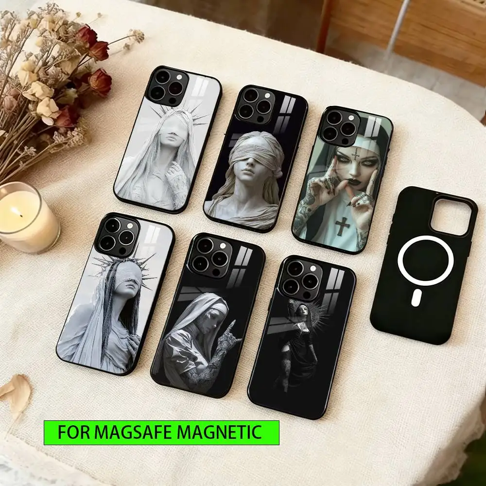 

Dark Gothic Saintess Phone Case For iPhone17,16,15,14,13,12,11 Plus,Pro Magnetic For Magsafe Wireless Charging
