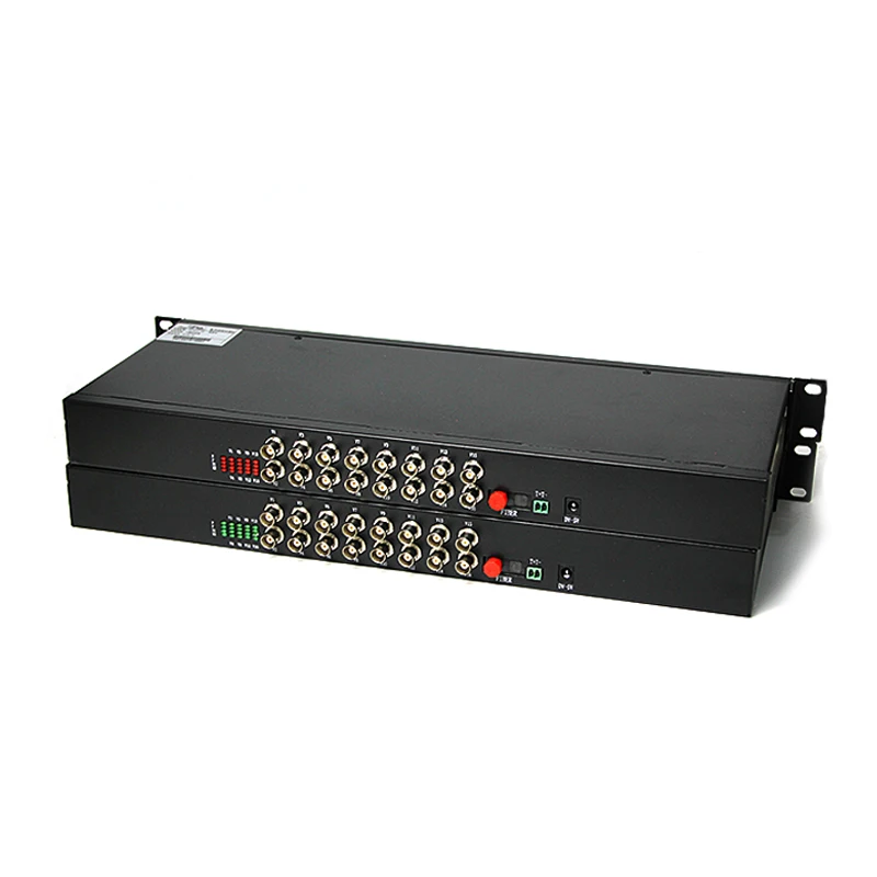 Rackmount 1 Pair Single Mode Single Fiber 16 Channel Fiber Optic Video Converter