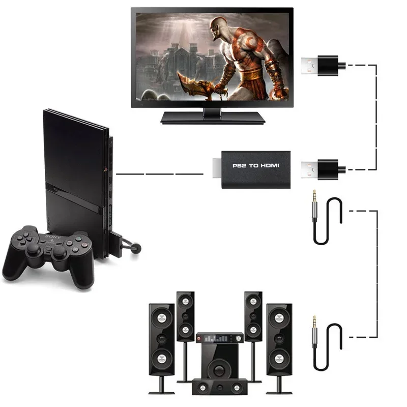 

For HDV-G300 PS2 To HDMI 480i/480p/576i Audio Video Cable Converter Adapter With 3.5mm Audio Output Support For PS2 Display Mode