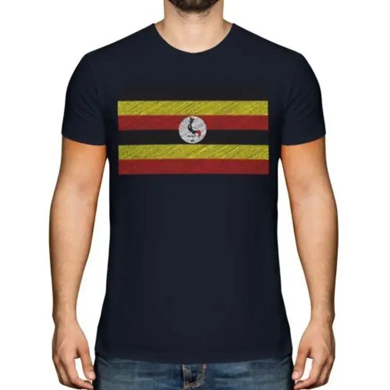 Uganda Scribble Flagge Herren T-Shirt Geschenk Uganda Fußball