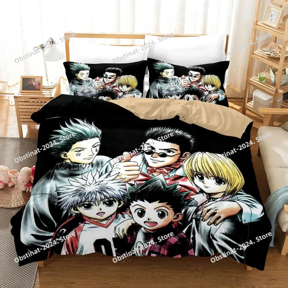

Japanese Anime HUNTER×HUNTER Bedding Set HUNTER Print Duvet Cover Pillowcase Teenagers and children quilt cover Gift