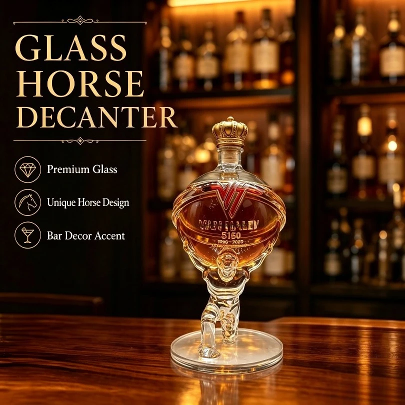 Liquor Decanter Large Capacity Clear Glass Whiskey Bottle Crown Lid Wine Carafe Bar Home  Bourbon Cocktail Lovers