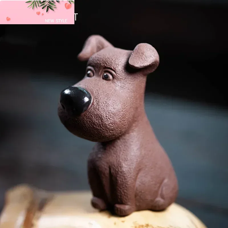 

Исин ручной работы фиолетовый глиняный чайный питомец статуя счастливой собаки украшения скульптура чайная фигурка настольные поделки домашний чайный сервиз украшение