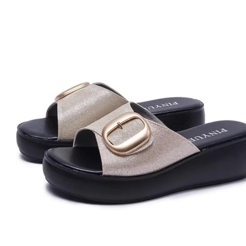 Women's Versatile Summer Sandals - Fashion Thick Sole Flip Flops, Non-Slip Durable Outdoor Slides for Beach/Street Wear shoes 41