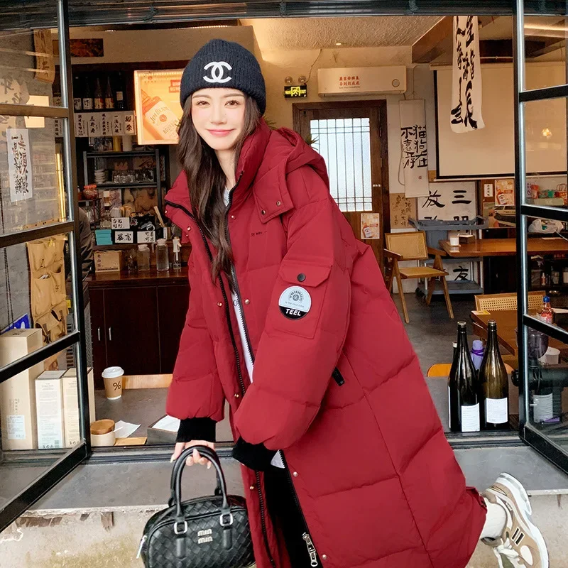 2024 Women's Down Parkas Winter Jacket Big Fur Collar Thick Slim Coat Fashion Hooded Cotton Outerwear Long Autumn Woman Jacket