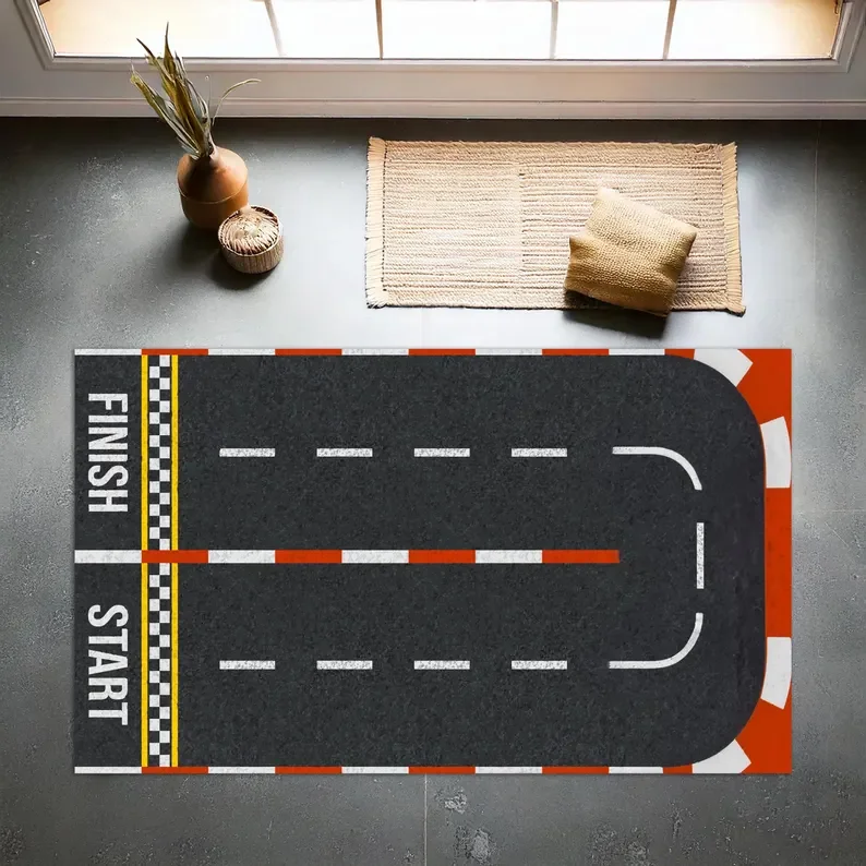 Racing Track Carpet Urban Transportation Parking Lot Printed Floor Mat Children's Game Carpet Children's Climbing Mat