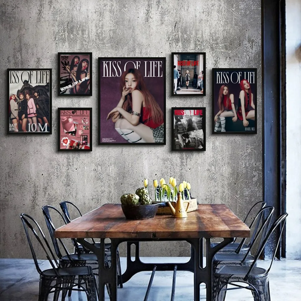 Kpop Girl Group Kiss Of Life Vintage Posters Sticky Vintage Room Home Bar Cafe Decor Kawaii Room Decor