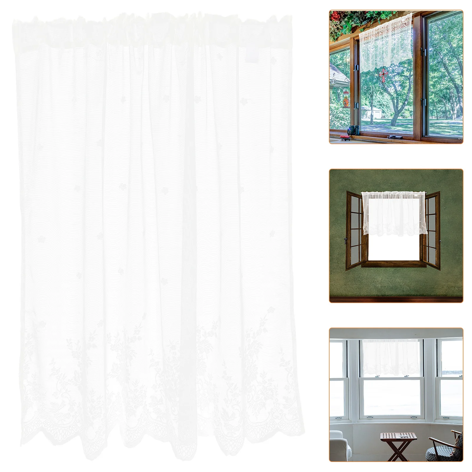 

Coffee Valance Short Polyester Curtain Lightweight Design for Kitchen Window Laundry Room Small Window Curtains Floral