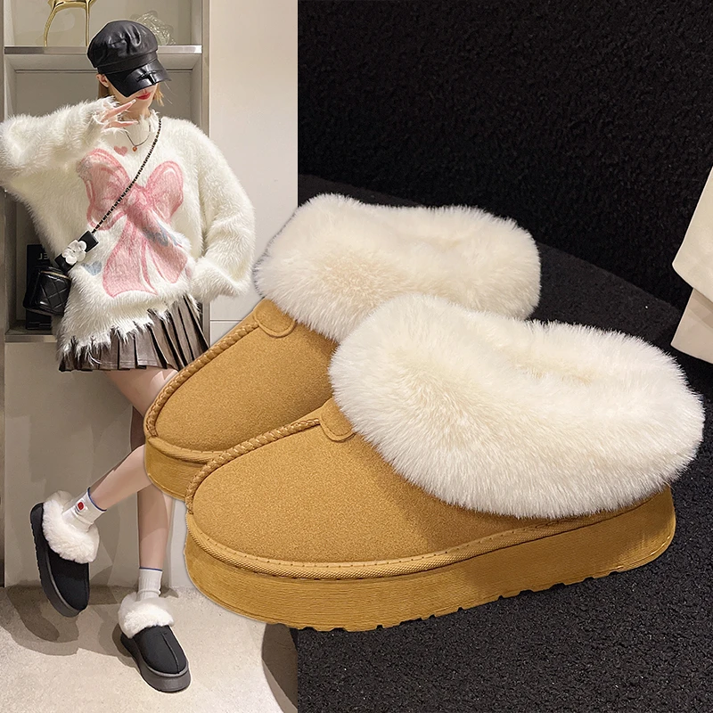 Thick Soled Short Tube Cotton Boots 2024 Autumn and Winter New Korean Version Women's Plush Thick Snow Boots Warm Cotton Shoes