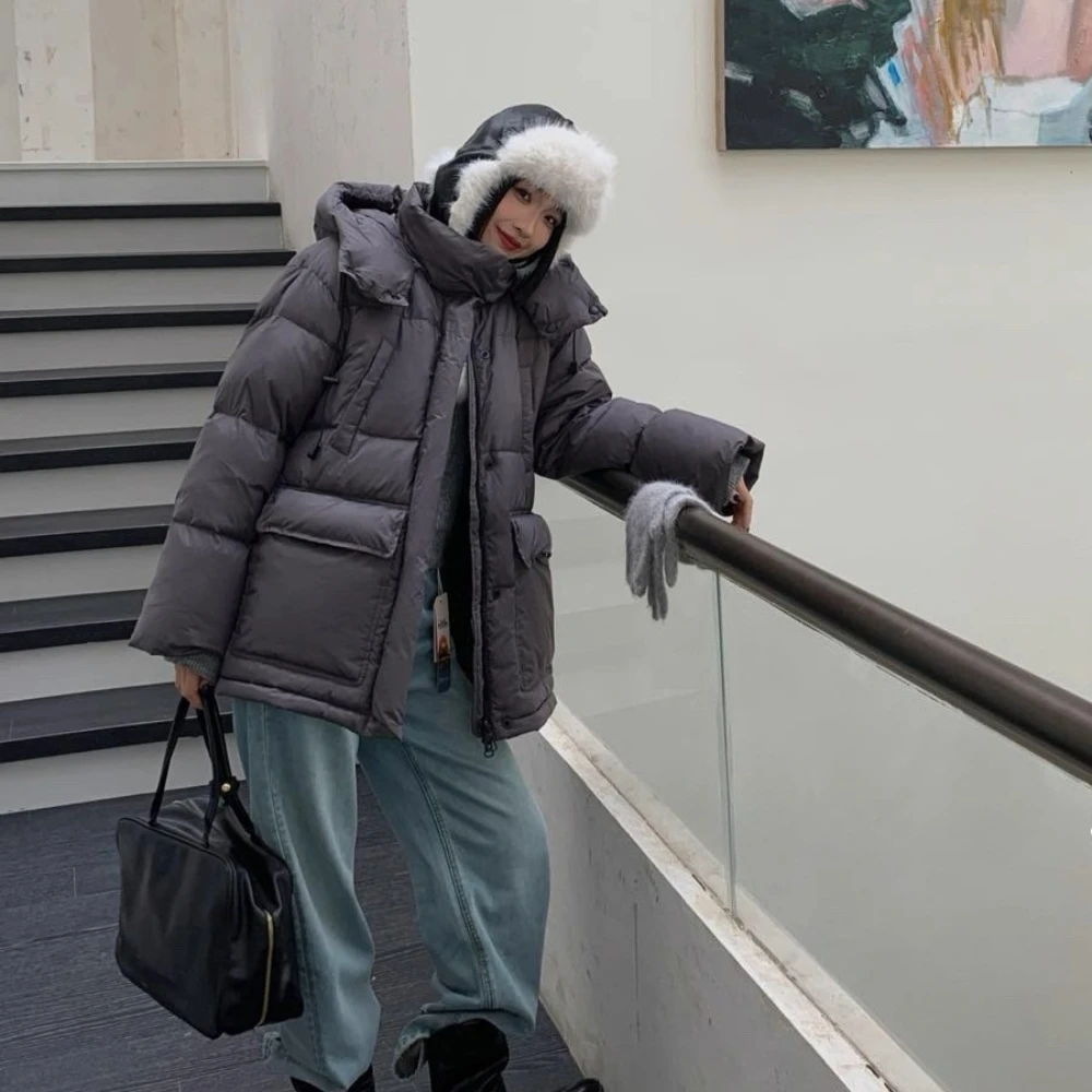 المرأة أسفل سترة سيدة سميكة الدافئة الأبيض بطة أسفل معطف أنثى موضة شتاء جديد مقنعين سترات مقاوم للماء سترة منفوخة معطف #1