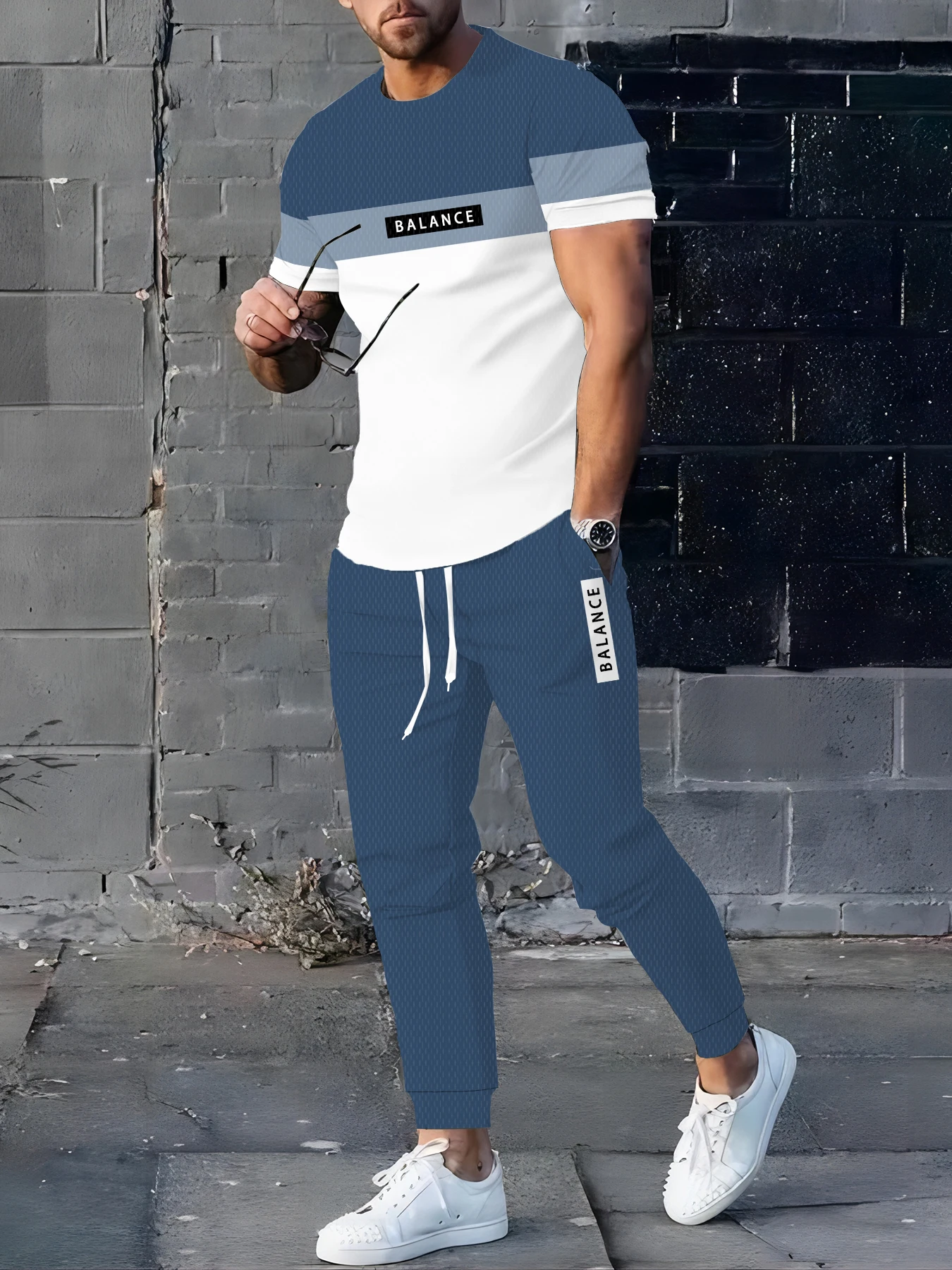 

The summer new men's suit is a casual fashionable and simple style printed outdoor men's wear