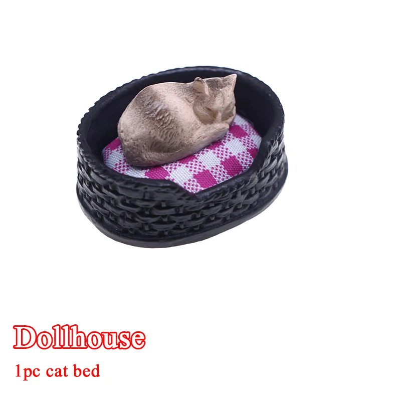 1/12 دمية محاكاة سرير قطة صغير نموذج دمية غرفة المعيشة الحيوانات الأليفة اكسسوارات الديكور المشهد الصغير البناء الدعائم