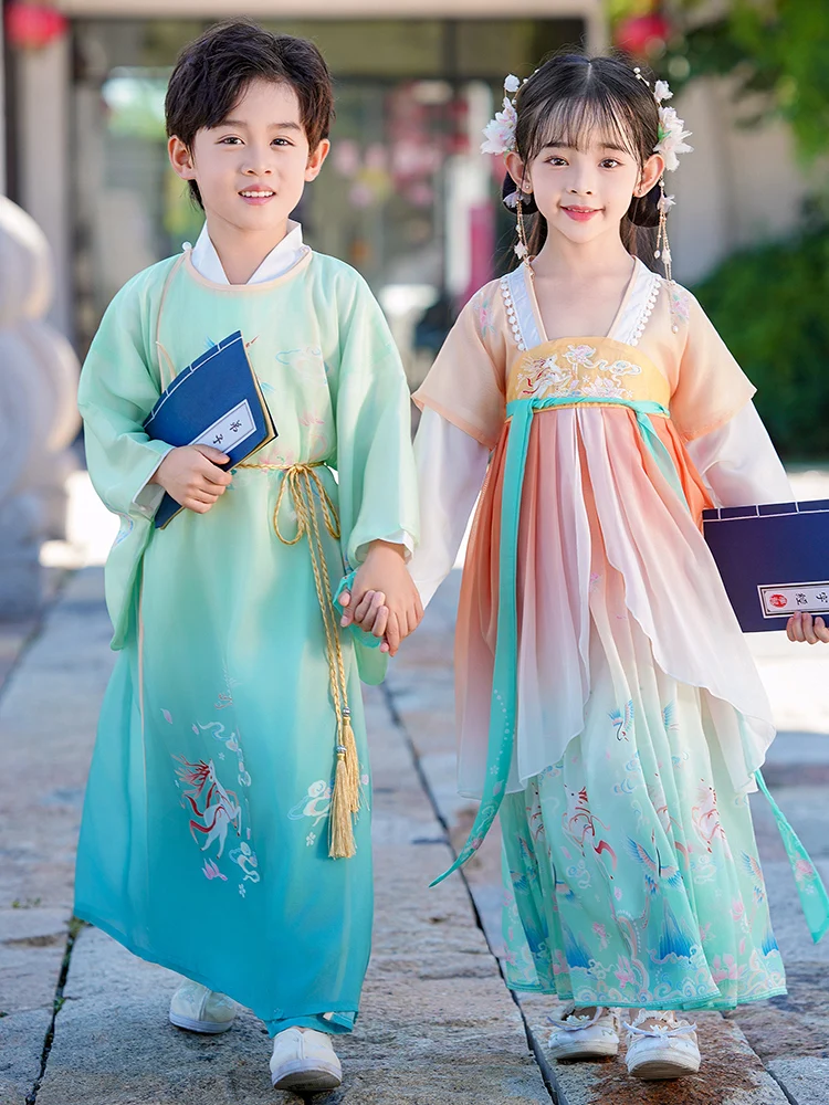 

Children's Hanfu Costume National Learning Kindergarten Performance Clothes Boys Girls Traditional Ceremony Outfits