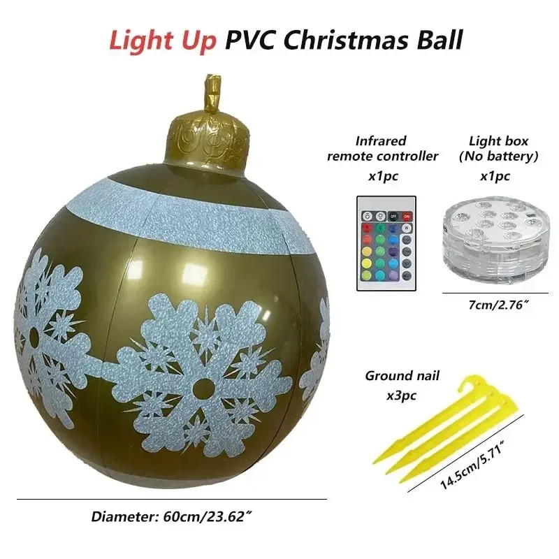 60CM Christmas Inflatable Decorated Ball Made PVC Giant Luminous LED Light Balls Outdoor Tree Decorations Party Props Toy