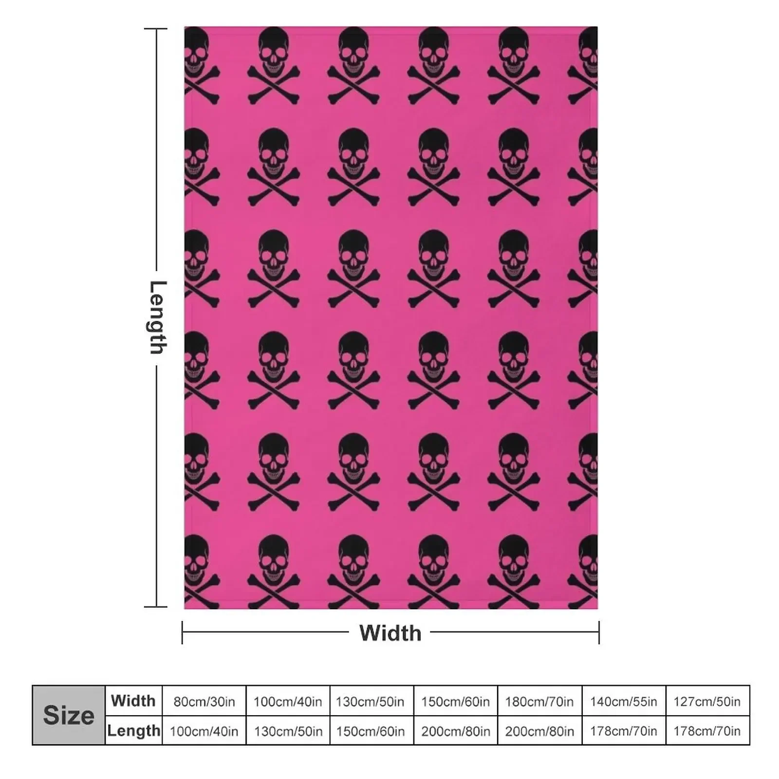 Black Skull and Crossbones on Pink Throw Blanket Baby Luxury St valentine gift ideas Blankets