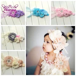 1PCS Lace Children Headband Baby Girls Pearl Flower Hair Accessories Headwear Newborn Floral Turban Kids Birthday Gifts