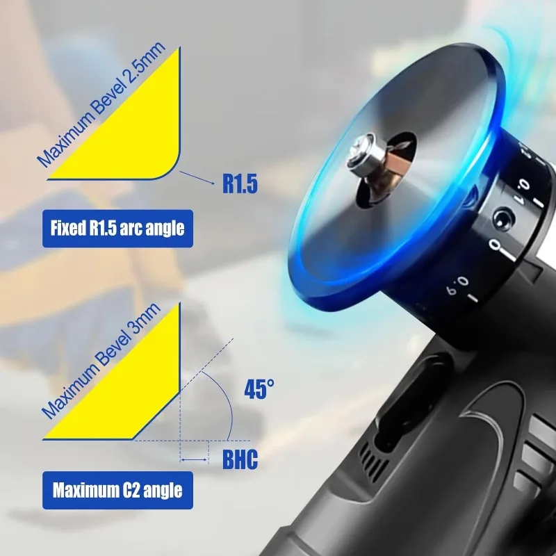 Mini chamfering tool, 45-degree pneumatic groove machine with replacement blades and bearings, used for metal deburring