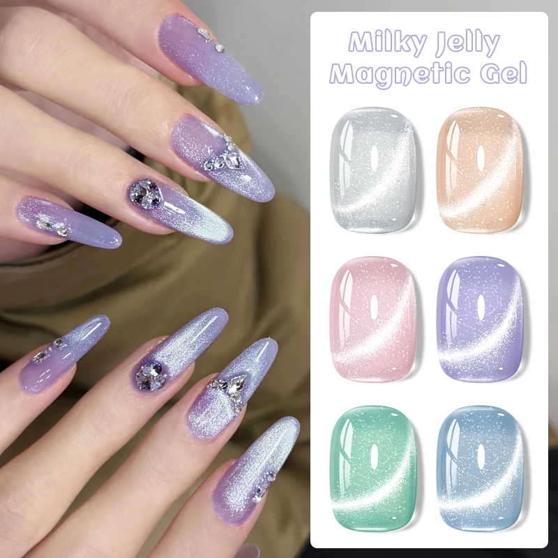7ml Milky Jelly Silvery Moonlight Cat Magnetic Gel Nail Polish 10ml Water Light Jelly Transparent Color Soak Off Nail Art Gel