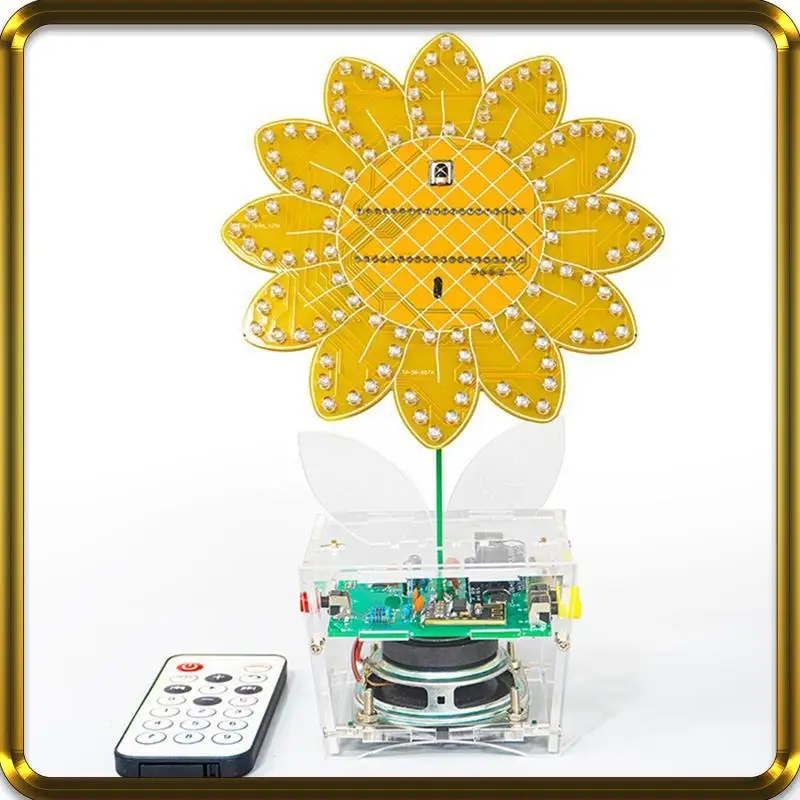 

-A95Z LED Sunflower Bluetooth Speaker Kit With Remote Control Diy Electronic Kit Welding Practice Parts