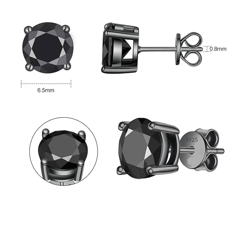 Black Moissanite Earrings 0.5/1 Carat, 925 Silver & 18K Black Gold Plated 5