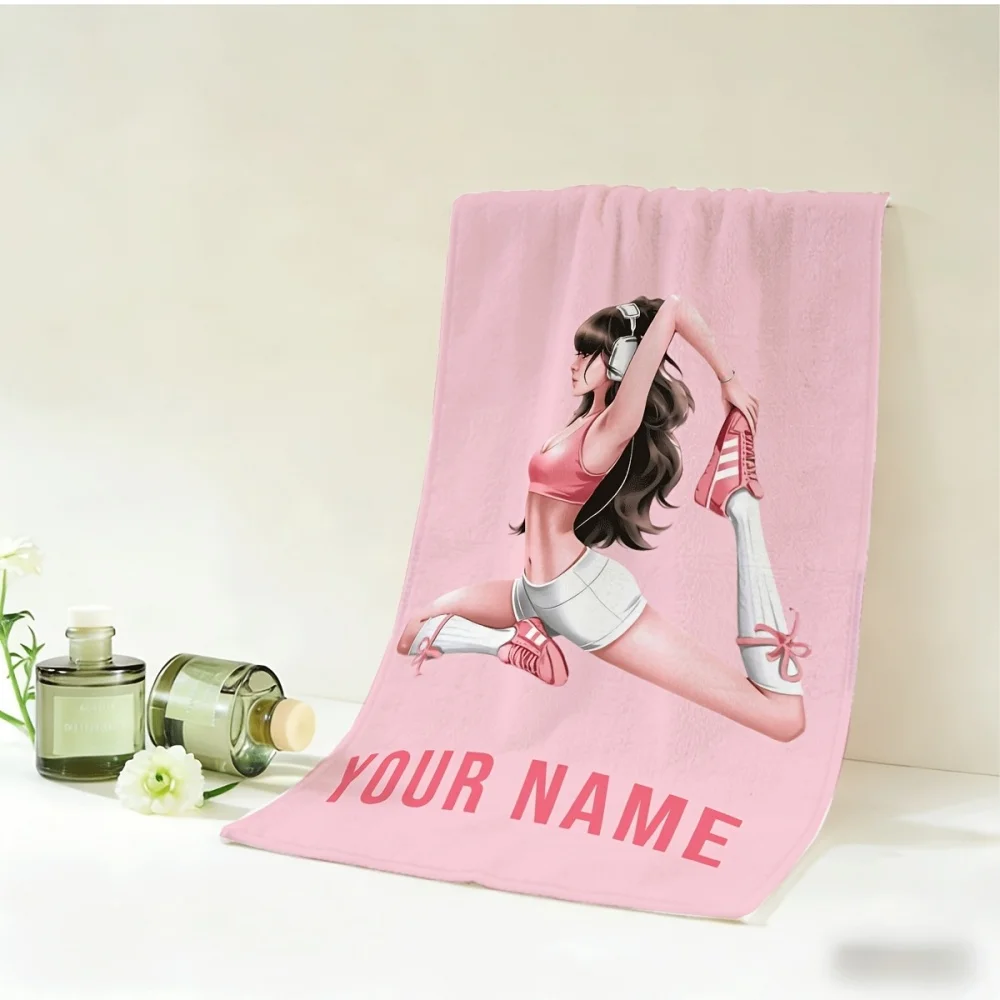 2pcs Custom Name Pink Sports Hand Towel, Soft and Lightweight, Perfect for Swimming, Sports, Travel, Camping,Yoga,Hotel, Gym Use