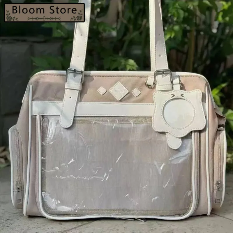 

Bloom Japanese Beige Ita Bag Handbag Women Haruku Aesthetic Transparent Itabag Ladies Large Capacity Shoulder Bags 2024 New