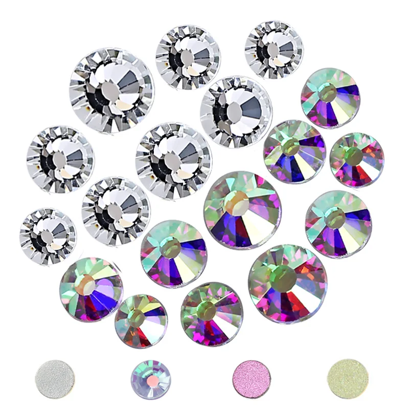 ¡Promoción! Diamantes de imitación AB transparentes sin fijación en caliente ss16 ss20, cristales con parte posterior plana, piedra de cristal, brillos de strass para ropa de uñas 3d, boda