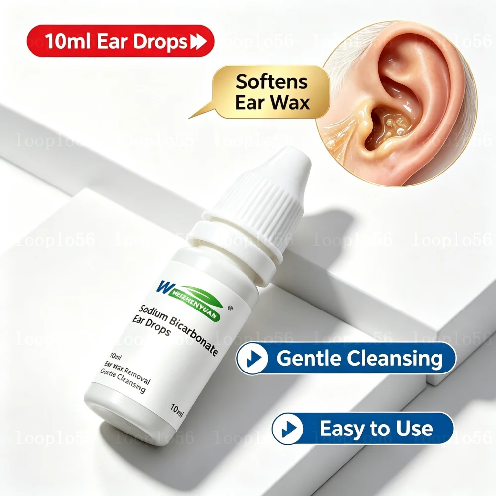 10ml Ear Drops Sodium Bicarbonate Earwax Cleaner Liquid Acute and Chronic Otitis Ear Tinnitus/Deafness Sore Ear Care Supplies