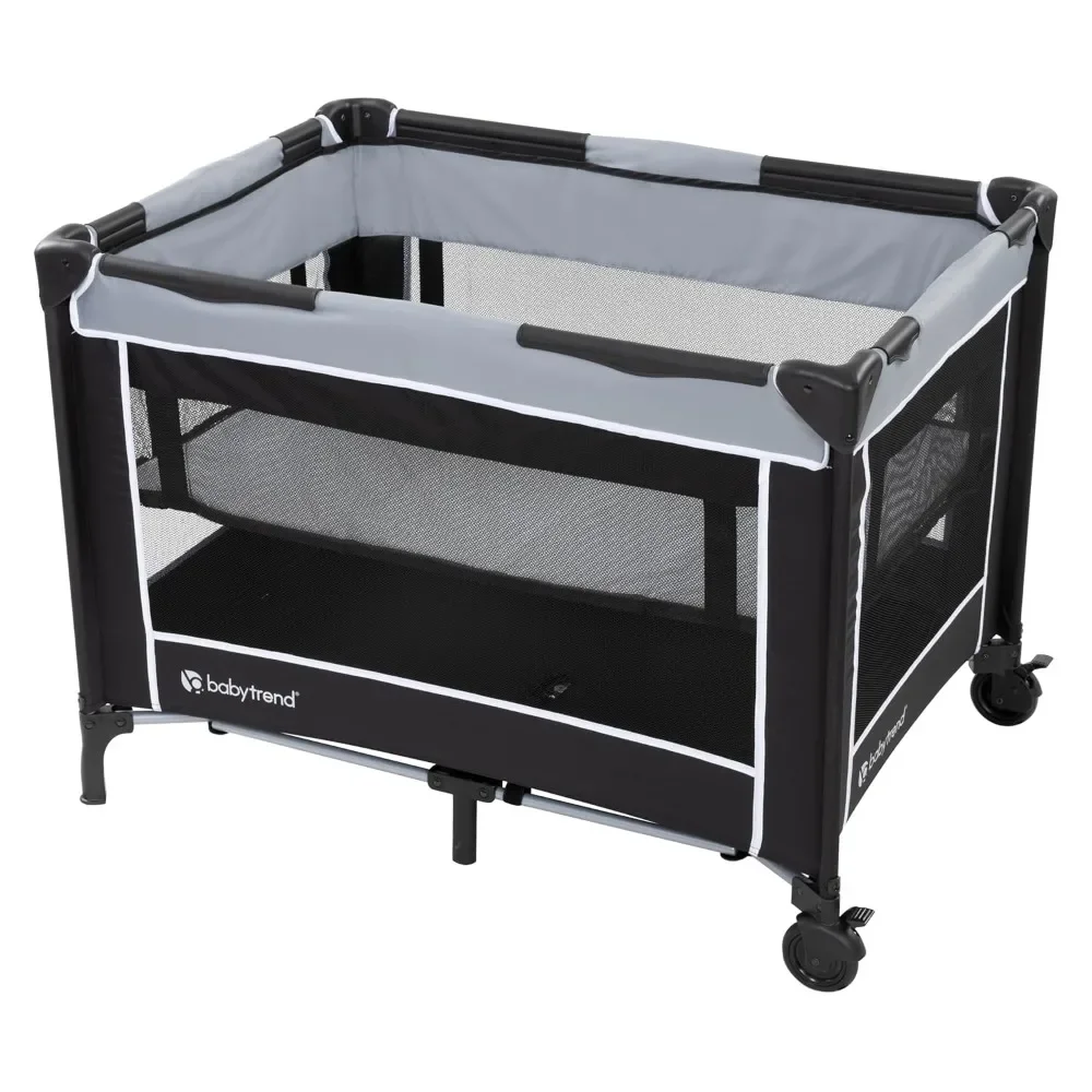 Playard portabel dengan Bassinet, binar abu-abu